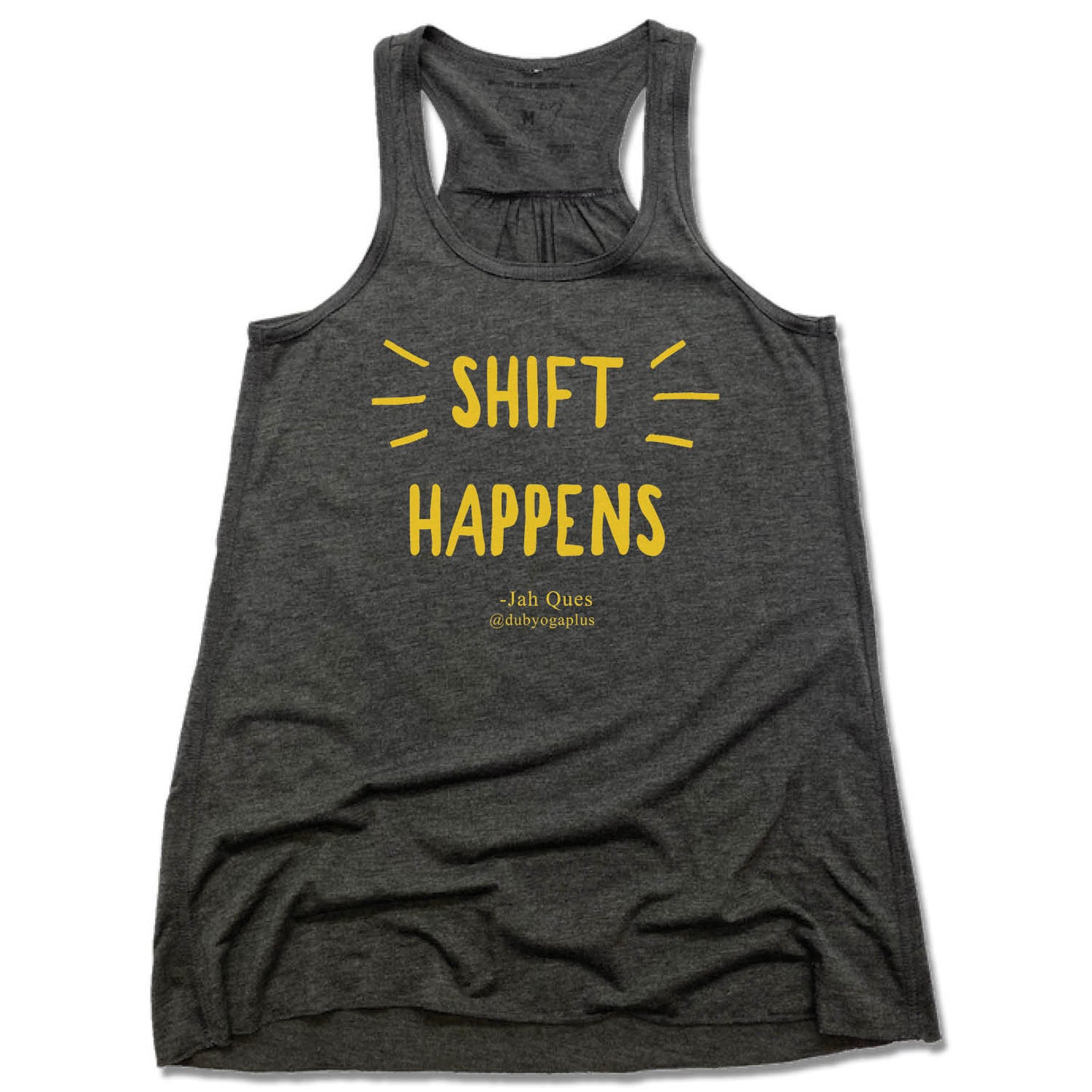 DUB YOGA PLUS | LADIES GRAY FLOWY TANK | COLOR LOGO