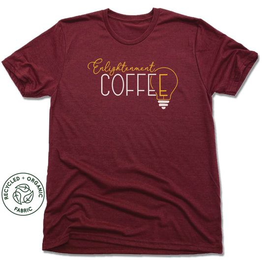 ENLIGHTENMENT COFFEE | UNISEX VINO RED Recycled Tri-Blend | WHITE LOGO