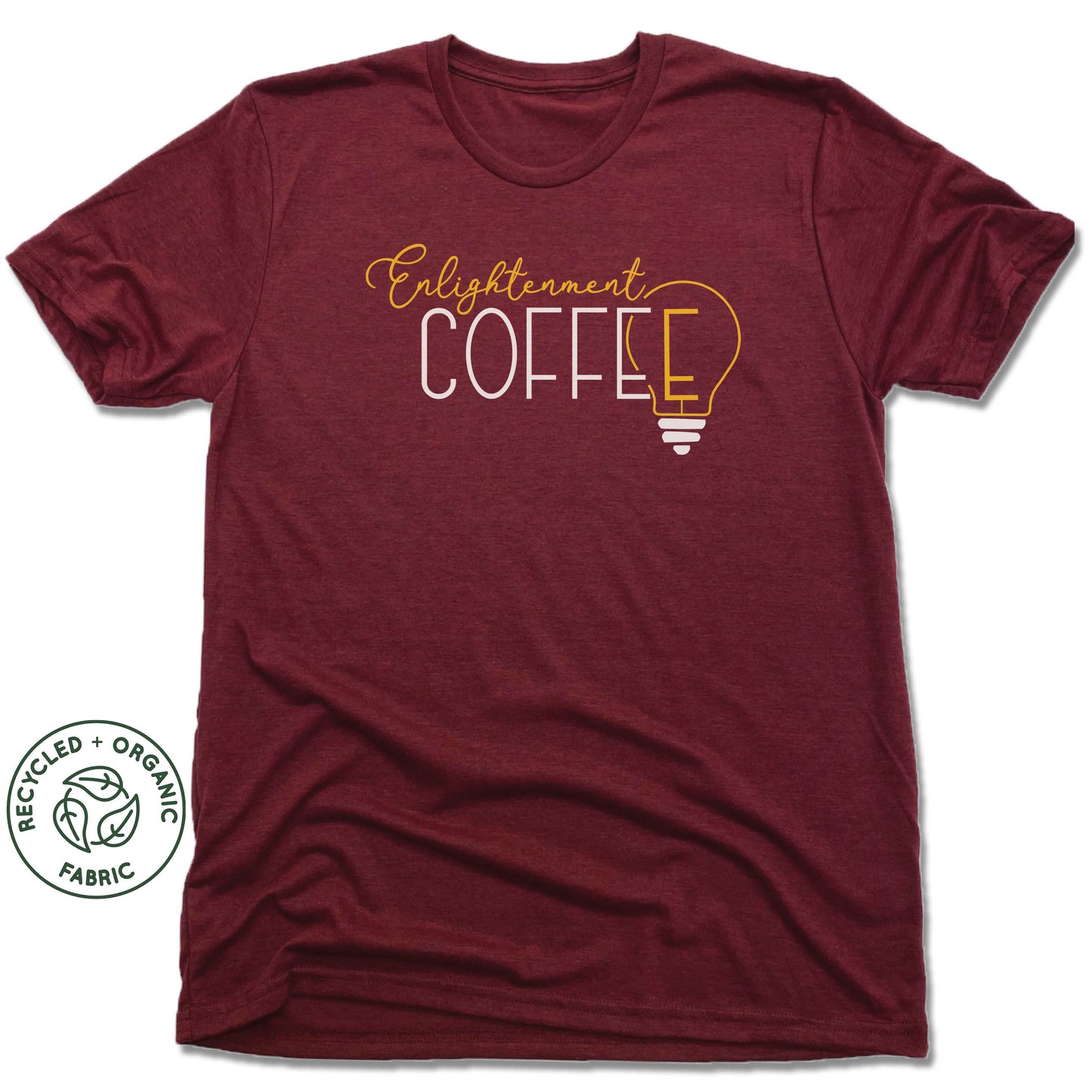 ENLIGHTENMENT COFFEE | UNISEX VINO RED Recycled Tri-Blend | WHITE LOGO