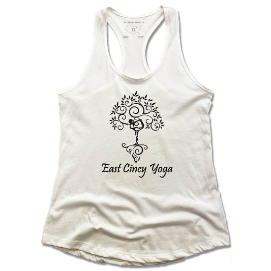 EAST CINCY YOGA | LADIES WHITE TANK | TREE