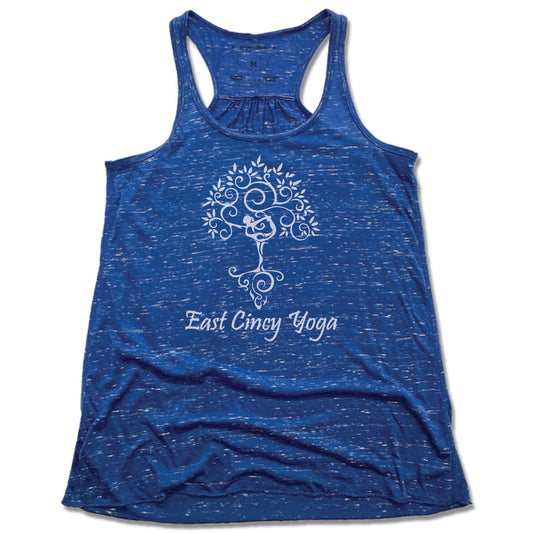 EAST CINCY YOGA | LADIES BLUE FLOWY TANK | TREE