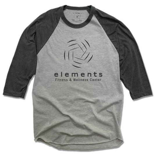 ELEMENTS CENTER | GRAY 3/4 SLEEVE | BLACK LOGO