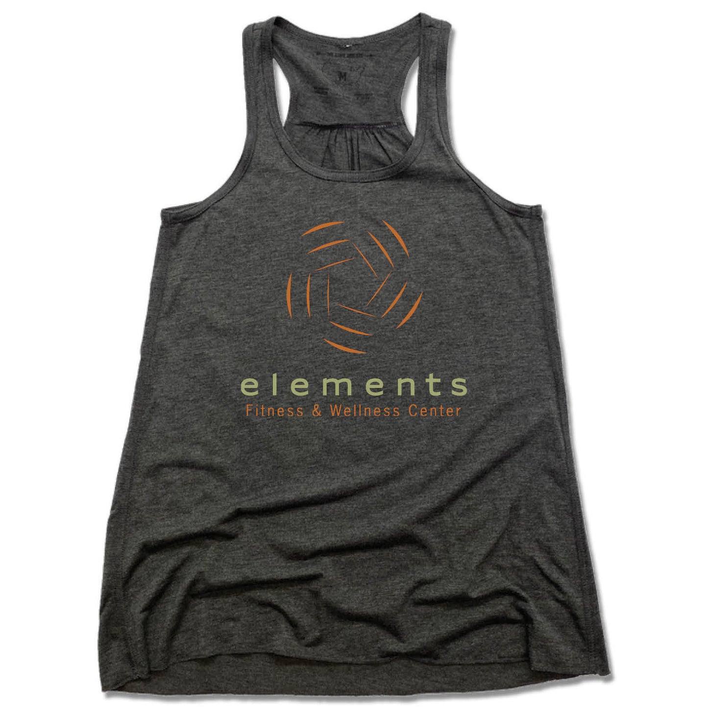 ELEMENTS CENTER | LADIES GRAY FLOWY TANK | COLOR LOGO