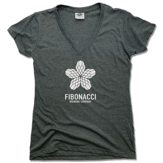 FIBONACCI BREWING COMPANY | LADIES V-NECK | WHITE LOGO