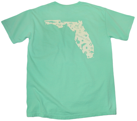 FLORIDA MINT GREEN POCKET TEE | OUTLINE | PALE YELLOW