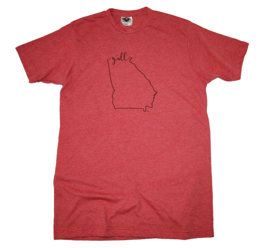 GEORGIA RED TEE | CALLIGRAPHY OUTLINE | Y'ALL