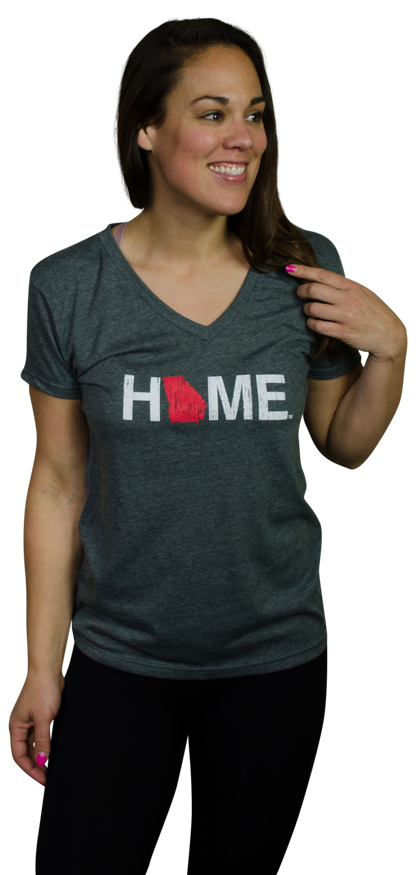GEORGIA LADIES V-NECK | HOME | RED - My State Threads