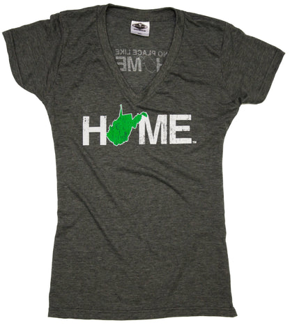 WEST VIRGINIA LADIES V-NECK | HOME | GREEN/WHITE