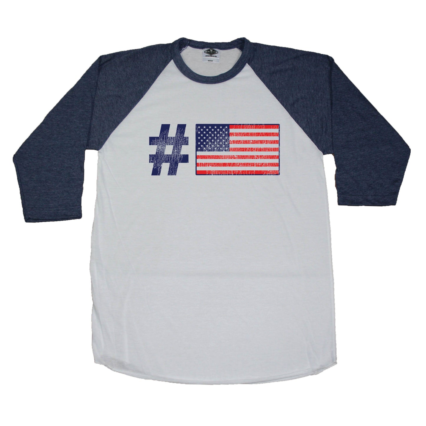 Hashtag American Flag - 3/4 Sleeve