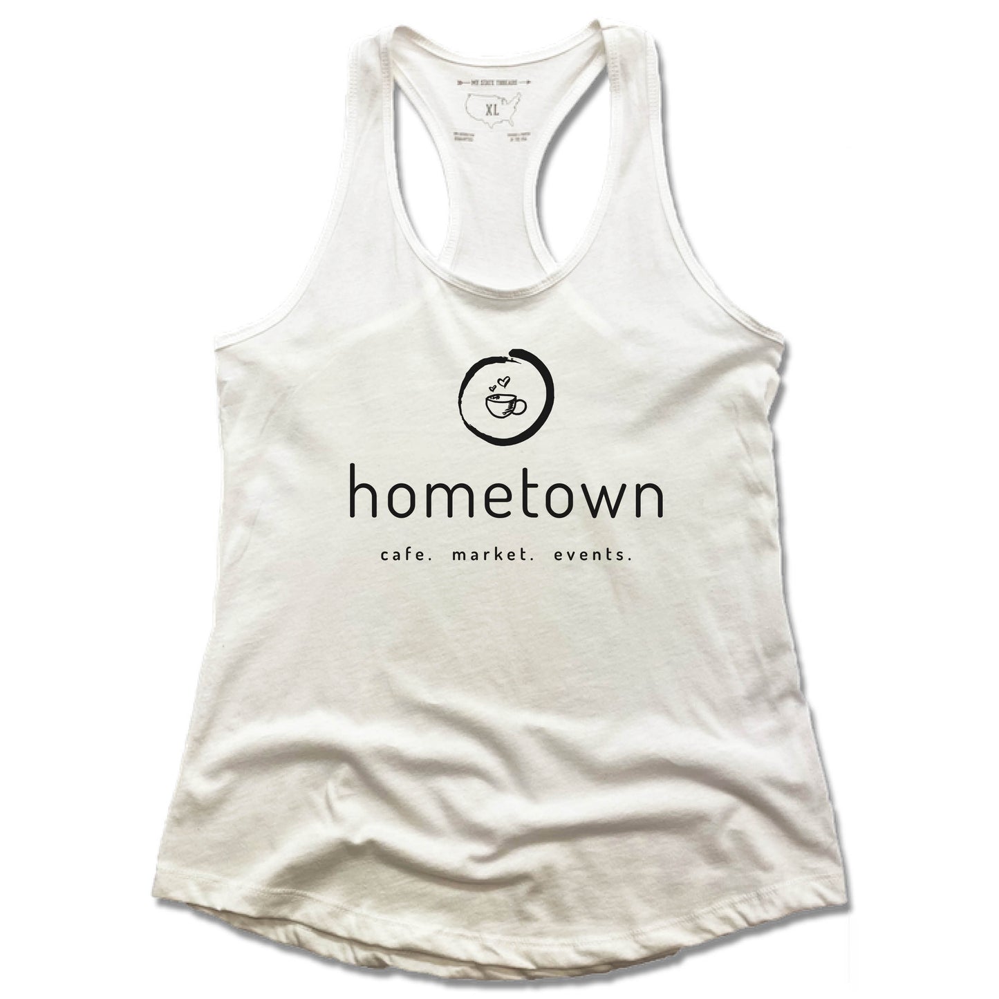 HOMETOWN CAFE | LADIES WHITE TANK | LOGO