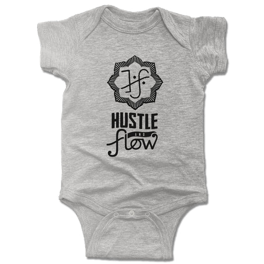 HUSTLE AND FLOW | GRAY ONESIE | BLACK LOGO