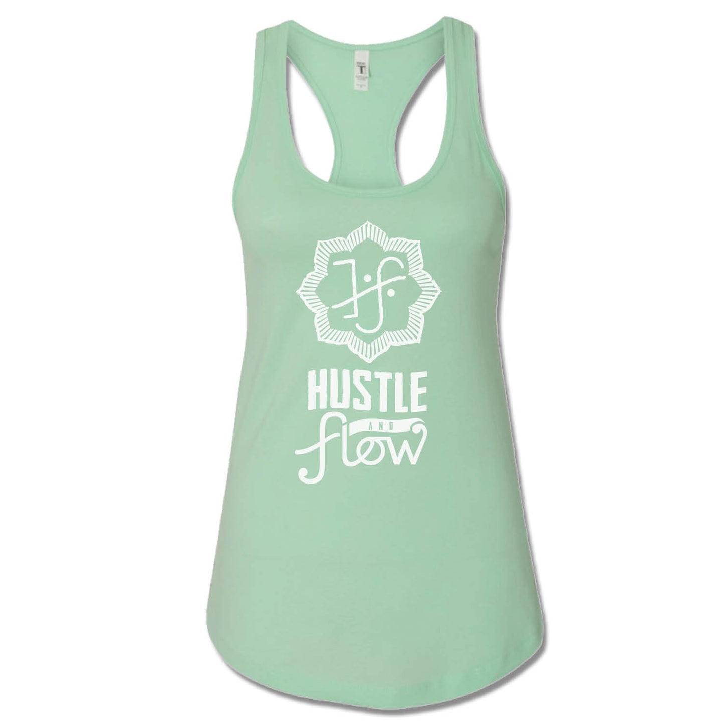 HUSTLE AND FLOW | LADIES Mint TANK | WHITE LOGO