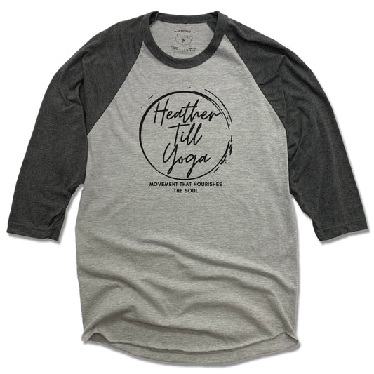 Heather Till Yoga | GRAY 3/4 SLEEVE | Black Logo