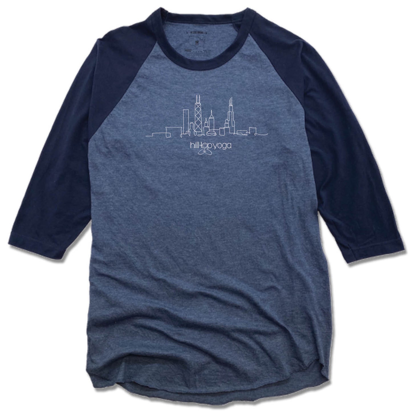 HILLTOP YOGA | DENIM/NAVY 3/4 SLEEVE | WHITE LOGO