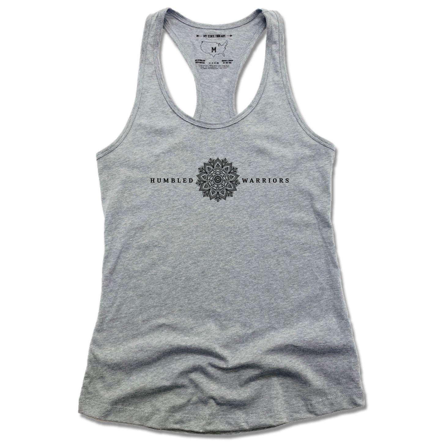 HUMBLED WARRIORS YOGA | LADIES GRAY TANK | MONOGRAM BLACK