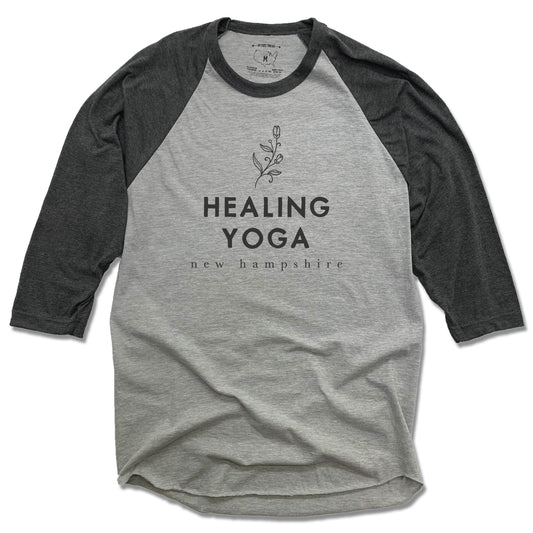 HEALING YOGA NEW HAMPSHIRE | GRAY 3/4 SLEEVE | BLACK LOGO