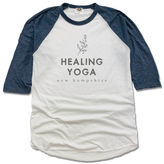 HEALING YOGA NEW HAMPSHIRE | NAVY 3/4 SLEEVE | GRAY LOGO