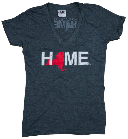 NEW YORK LADIES V-NECK | HOME | RED - My State Threads