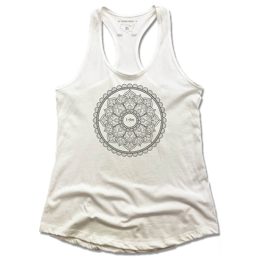 I AM YOGA PITTSBURGH | LADIES WHITE TANK | MONOGRAM BLACK