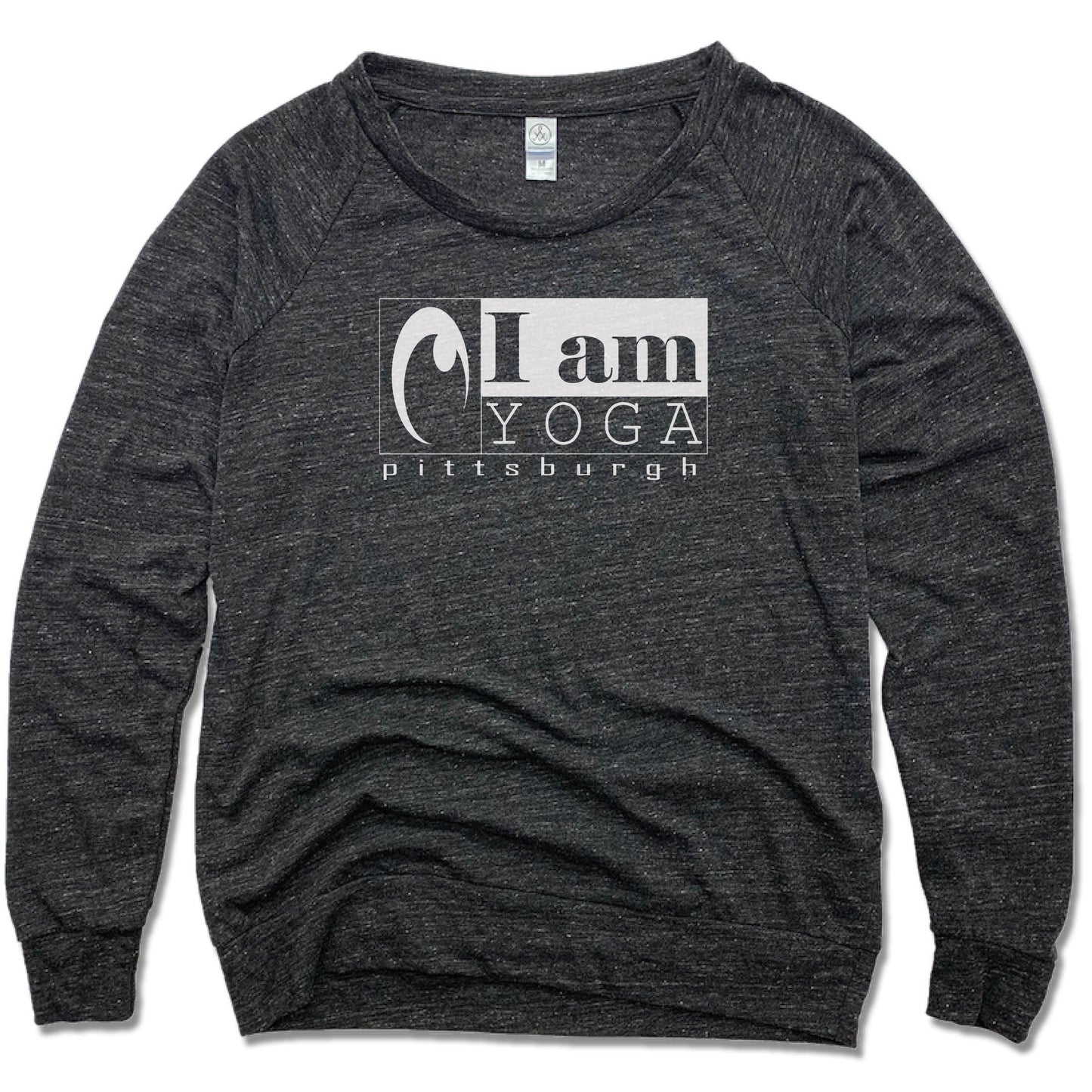 I AM YOGA PITTSBURGH | LADIES SLOUCHY | WHITE LOGO