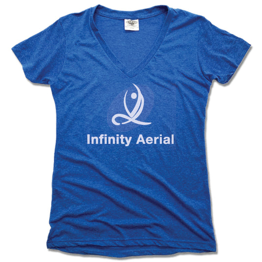 INFINITY AERIAL | LADIES BLUE V-NECK | LOGO