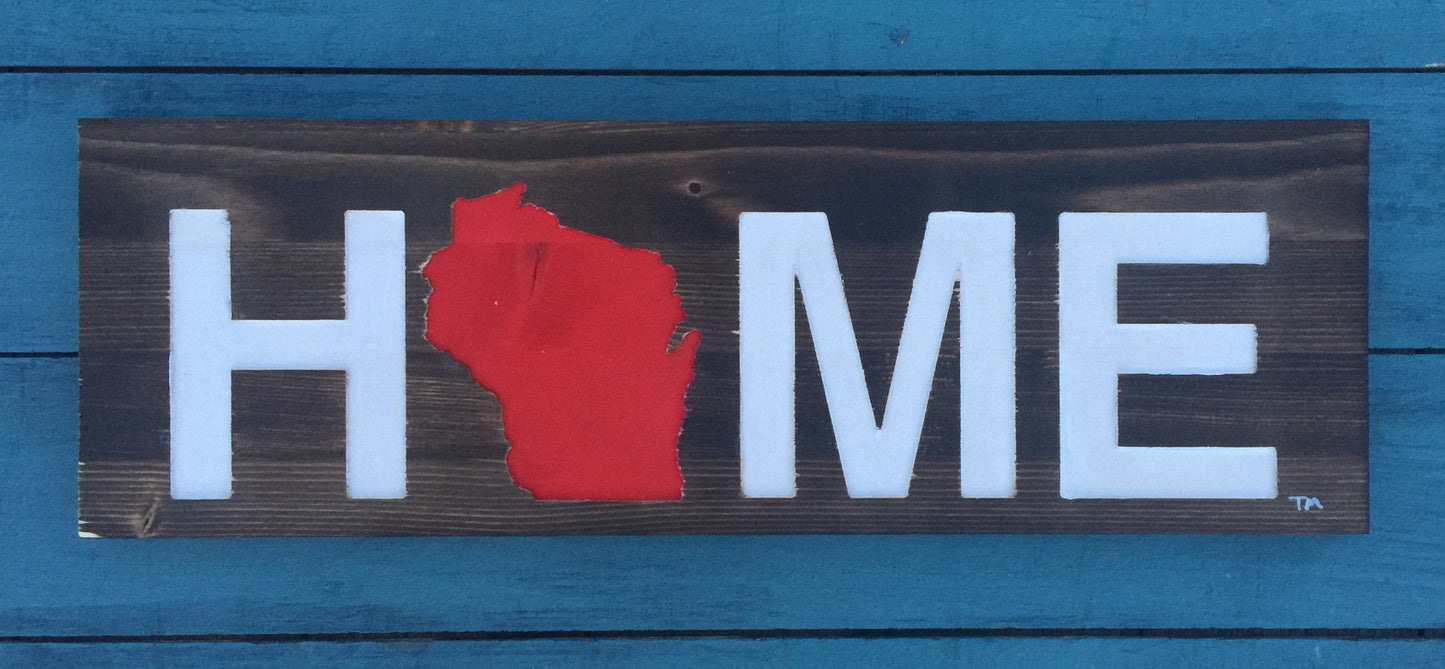 WISCONSIN WOODEN SIGN | HOME | RED - My State Threads