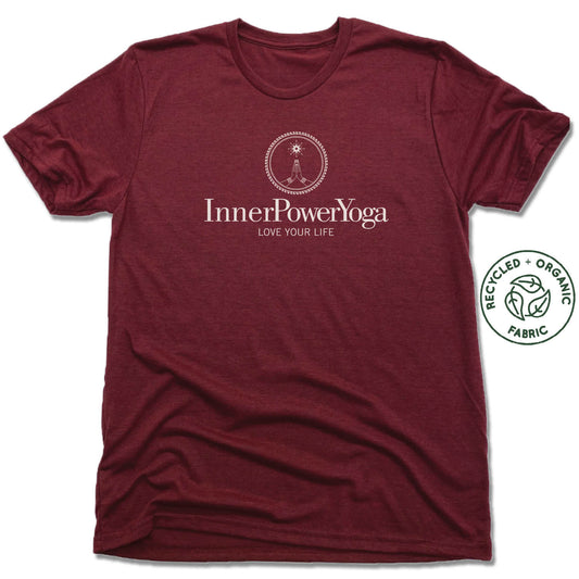 INNER POWER YOGA STUDIO | UNISEX VINO RED Recycled Tri-Blend | WHITE LOGO