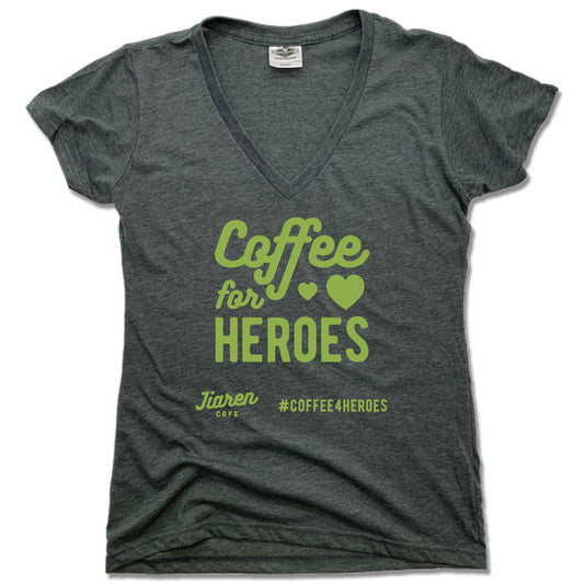 JIAREN CAFE | LADIES V-NECK | COFFEE FOR HEROES