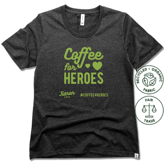 JIAREN CAFE | FAIRTRADE FREESET BLACK LADIES TEE | COFFEE FOR HEROES