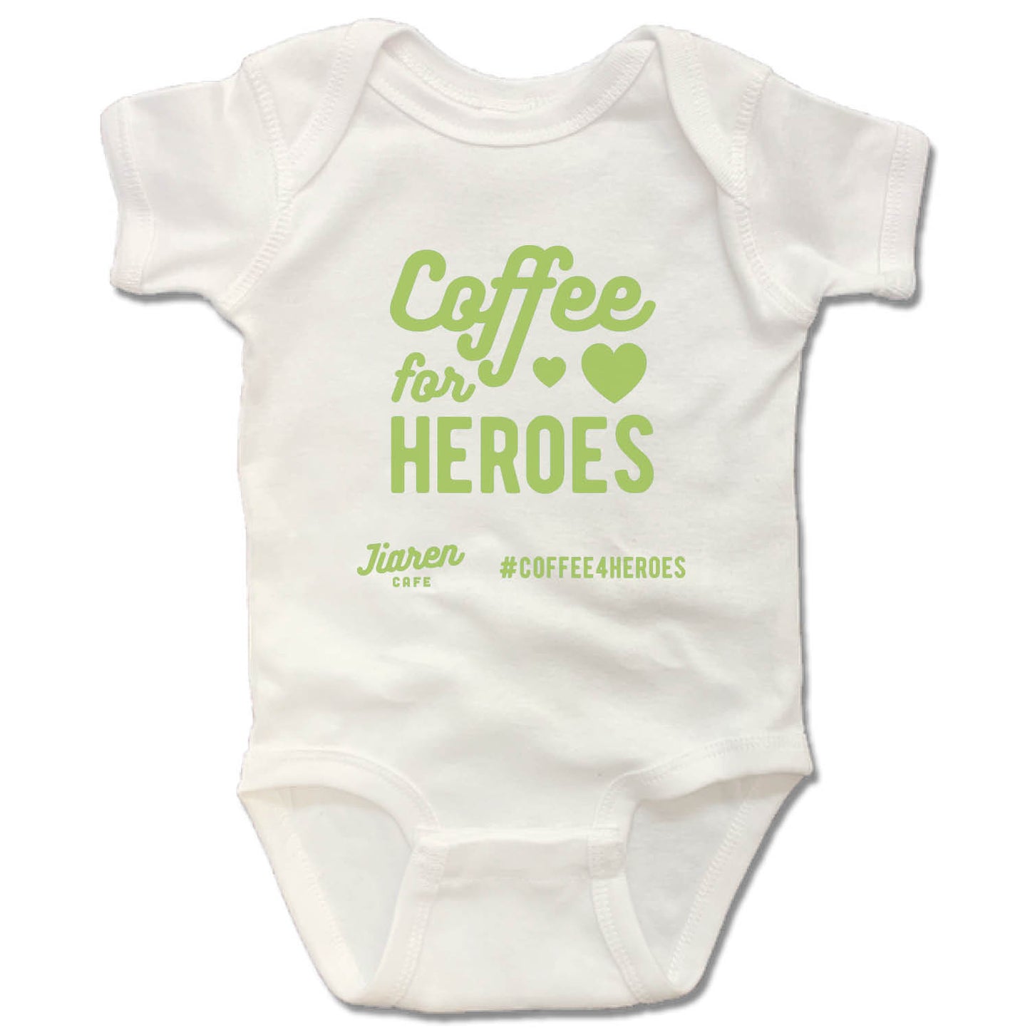 JIAREN CAFE | WHITE ONESIE | COFFEE FOR HEROES