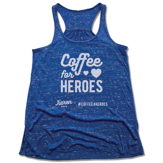 JIAREN CAFE | LADIES BLUE FLOWY TANK | COFFEE FOR HEROES