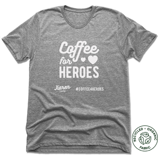 JIAREN CAFE | UNISEX GRAY Recycled Tri-Blend | COFFEE FOR HEROES
