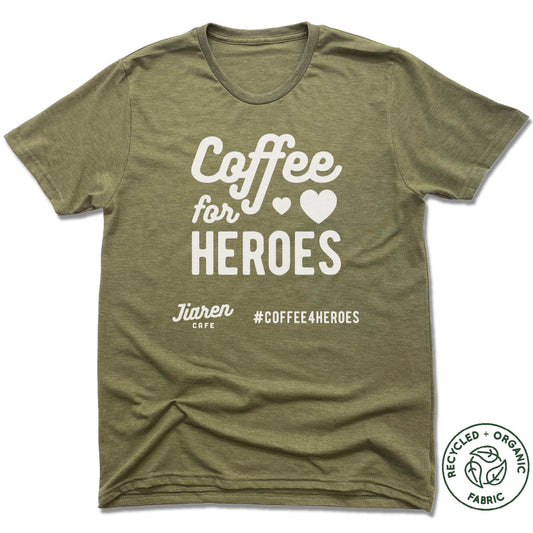JIAREN CAFE | UNISEX OLIVE Recycled Tri-Blend | COFFEE FOR HEROES