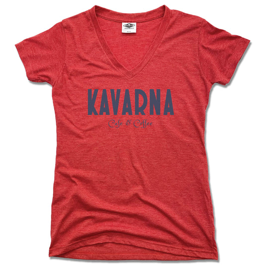 KAVARNA | LADIES RED V-NECK | LOGO