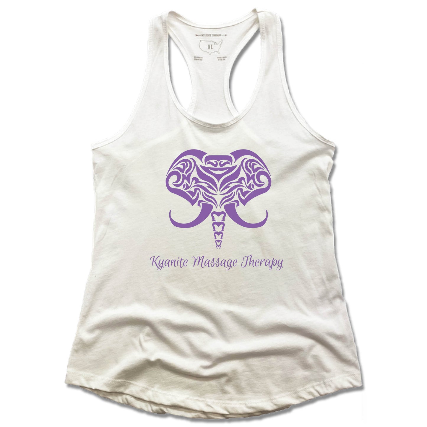 KYANITE MASSAGE THERAPY | LADIES WHITE TANK | ELEPHANT