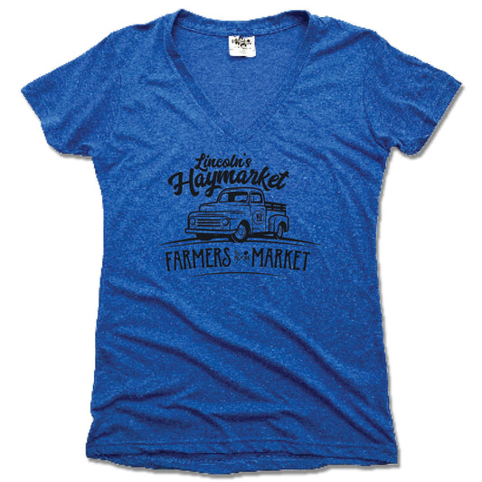 KD DESIGNS | LADIES BLUE V-NECK | LINCOLN'S HAYMARKET