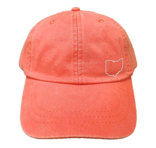 OHIO CORAL HAT | State Outline Left | WHITE