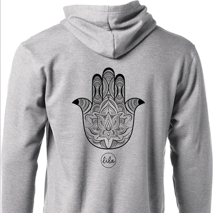 LILA YOGA | LIGHT GRAY ZIP HOODIE | LIVE LOGO