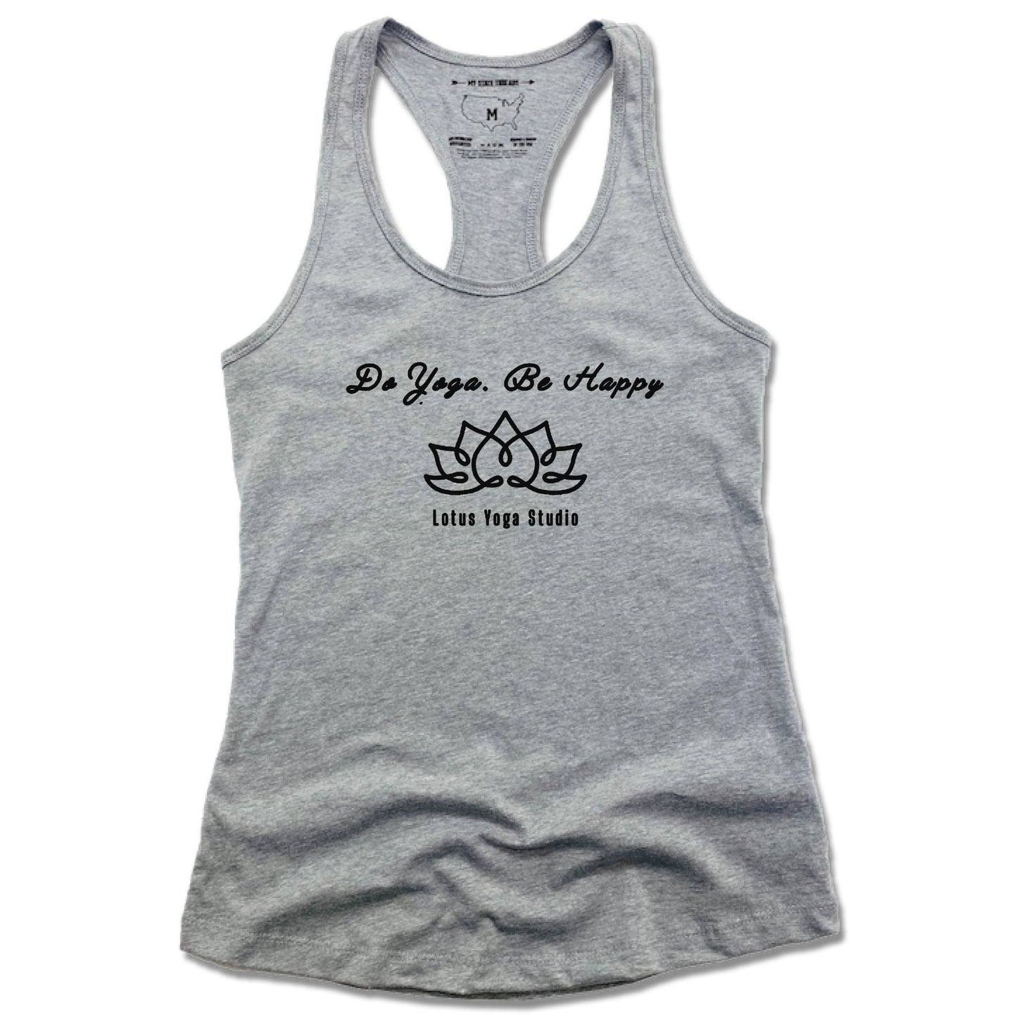 LOTUS YOGA STUDIO | LADIES GRAY TANK | DO YOGA BE HAPPY