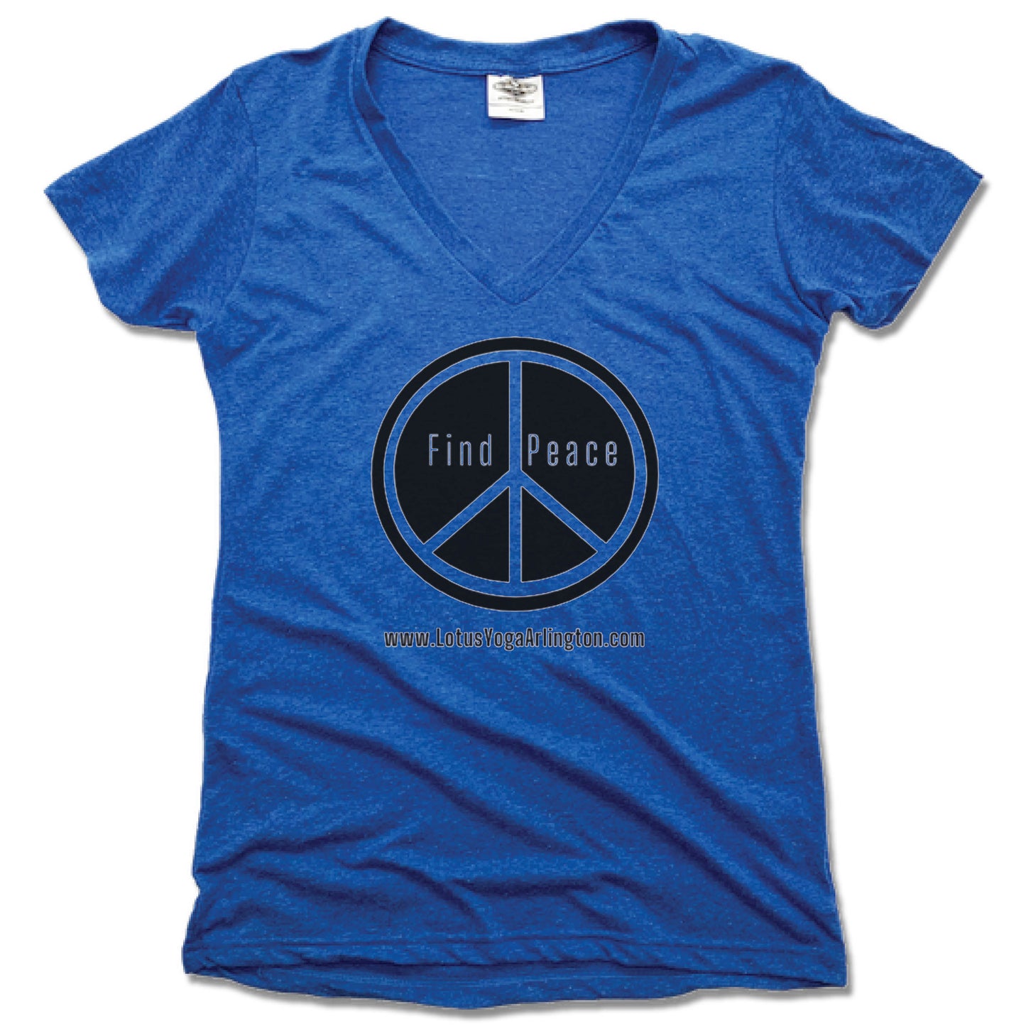 LOTUS YOGA STUDIO | LADIES BLUE V-NECK | FIND PEACE