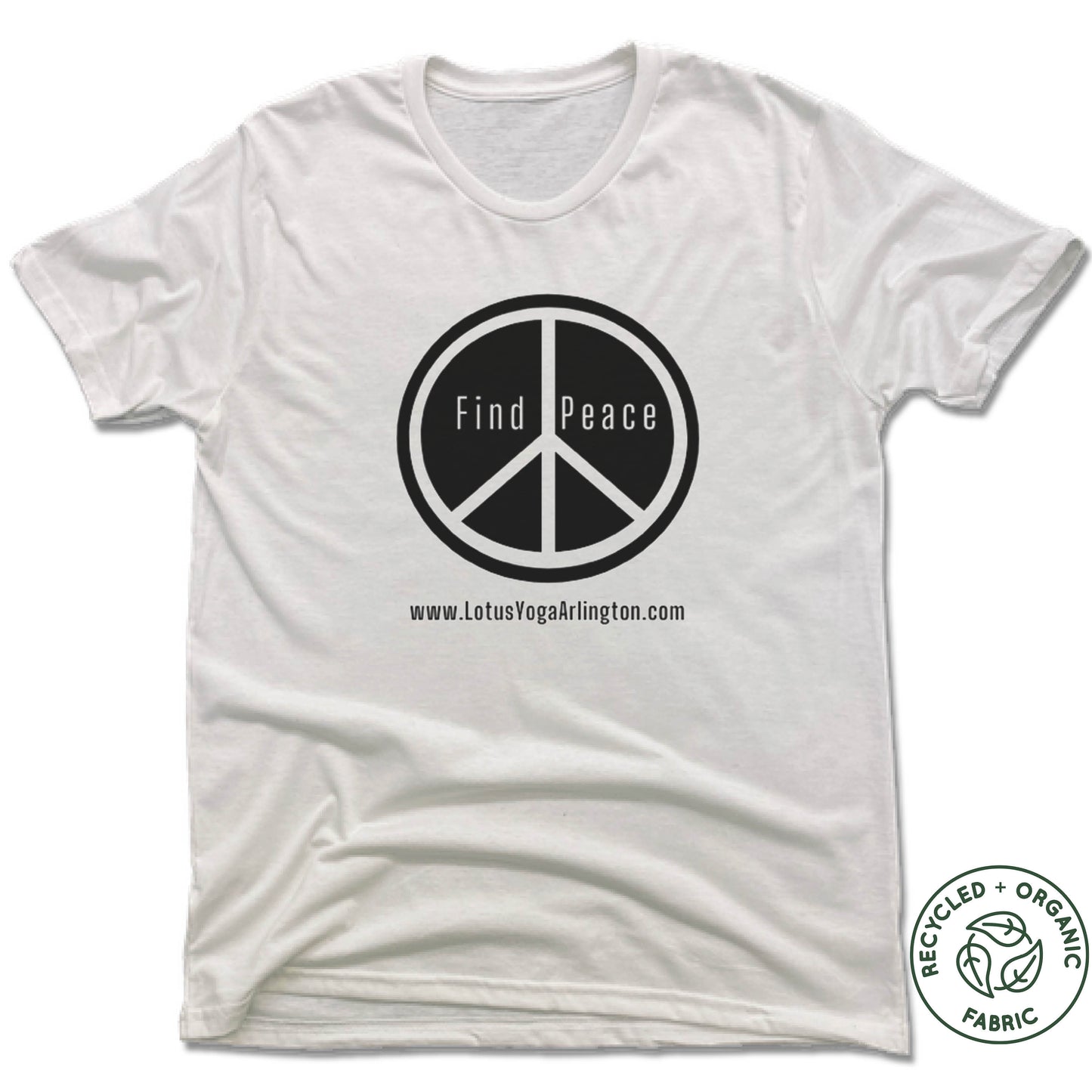 LOTUS YOGA STUDIO | UNISEX WHITE Recycled Tri-Blend | FIND PEACE