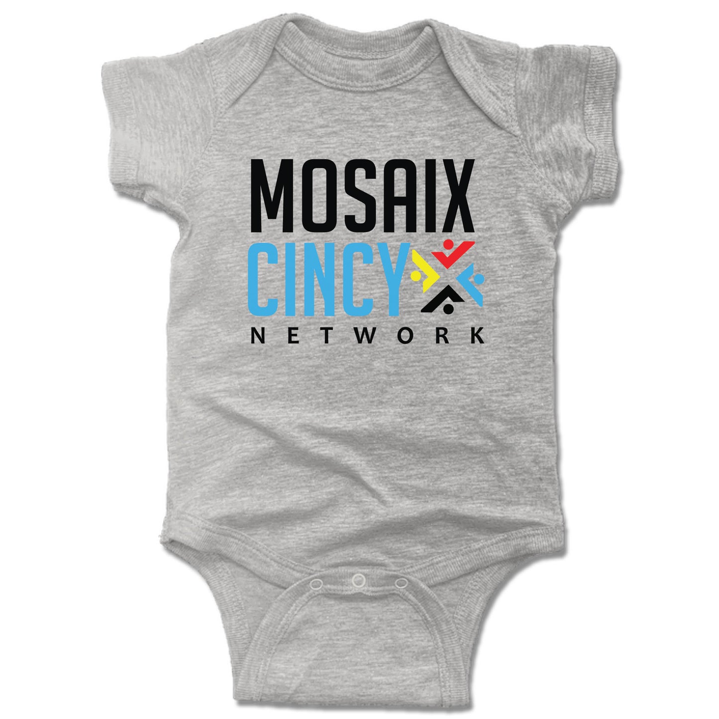 MOSAIX CINCY NETWORK | GRAY ONESIE | COLOR LOGO