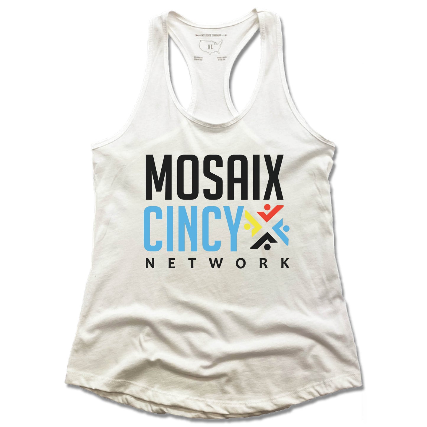 MOSAIX CINCY NETWORK | LADIES WHITE TANK | COLOR LOGO