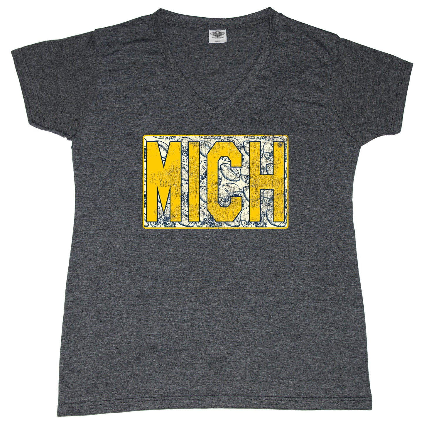 Maize/Blue Michigan Vintage Football - Ladies' Tee