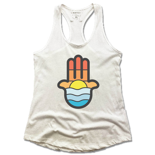 Muskegon Yoga | LADIES WHITE TANK | Water Sun Sky