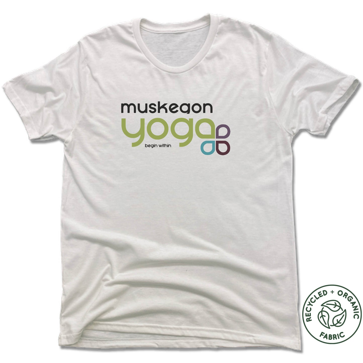 Muskegon Yoga | UNISEX WHITE Recycled Tri-Blend | Begin Within