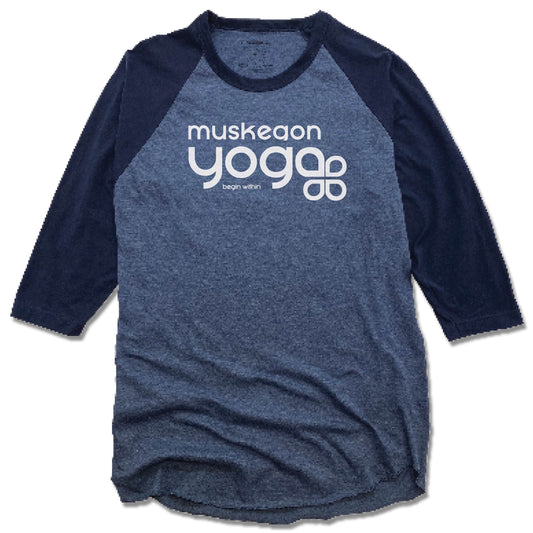 Muskegon Yoga | DENIM/NAVY 3/4 SLEEVE | Begin Within White