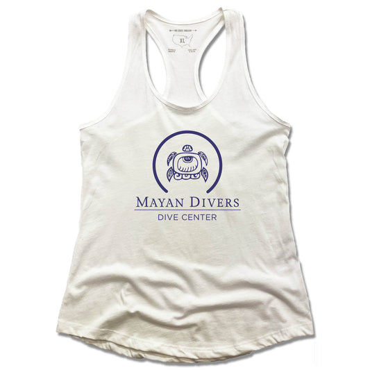 MAYAN DIVERS | LADIES WHITE TANK | LOGO