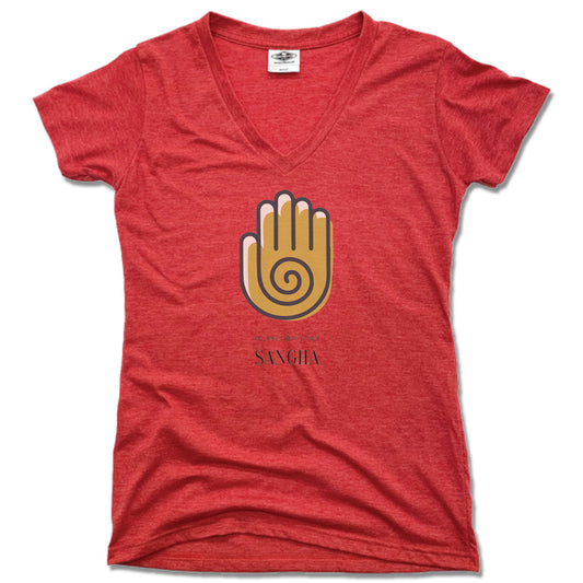 MUSKEGON YOGA | LADIES RED V-NECK | SANGHA