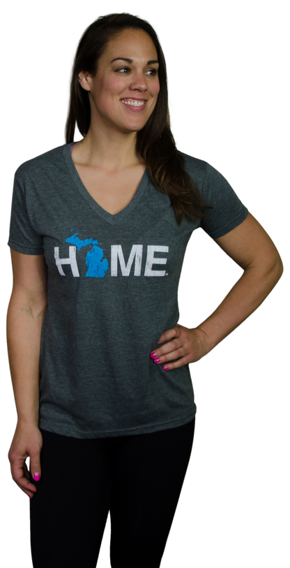 Ladies' Michigan HOME Blue V-Neck Tee